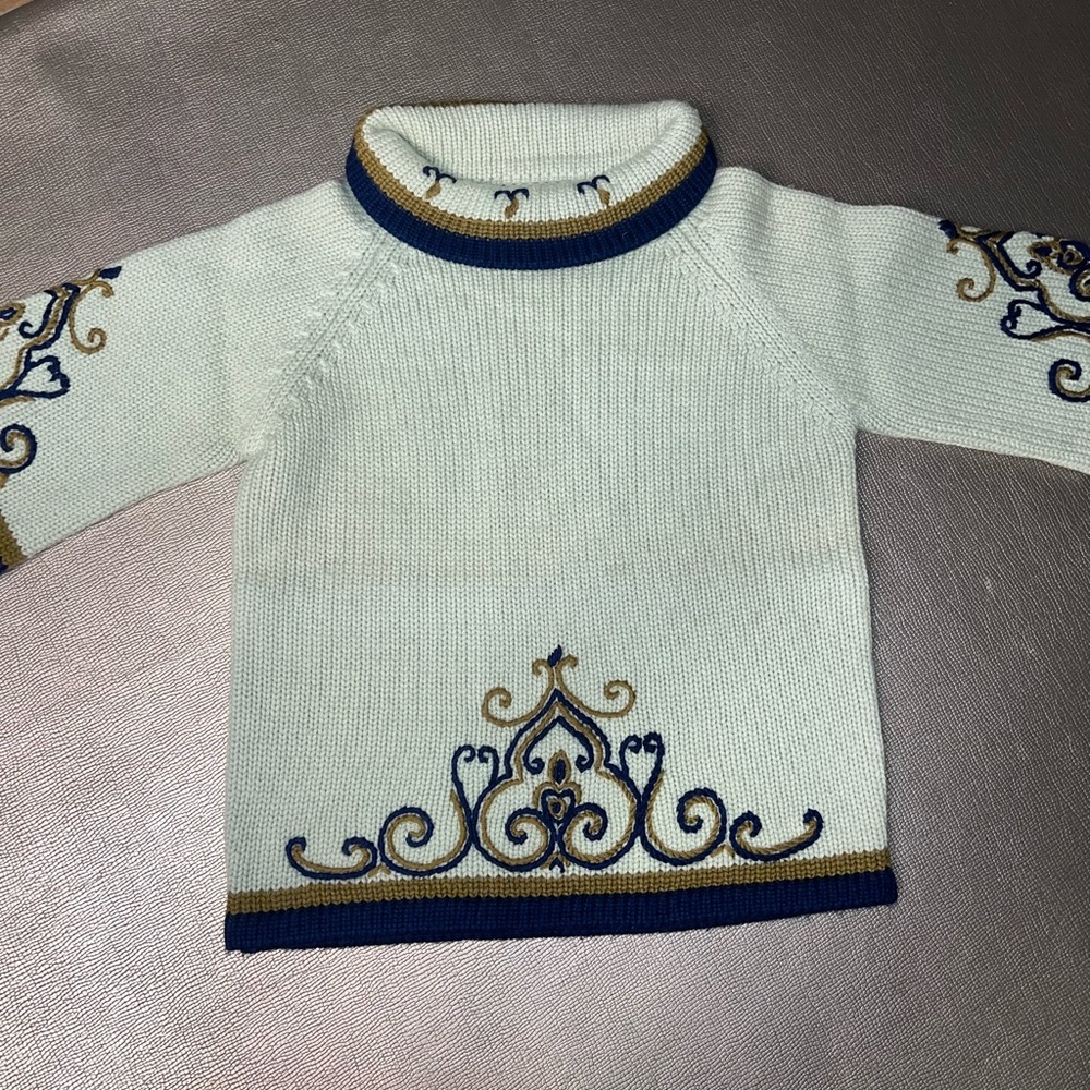Vintage Tarni Wool sweater embroidered 3/4 sleeve mint green Small